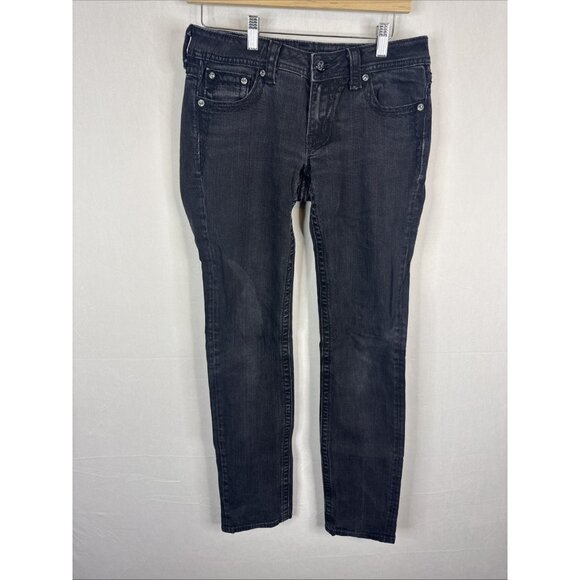 Miss Me Black Skinny Jeans Women’s 29X32 Embellished Flap Pockets Distressed - Picture 2 of 9